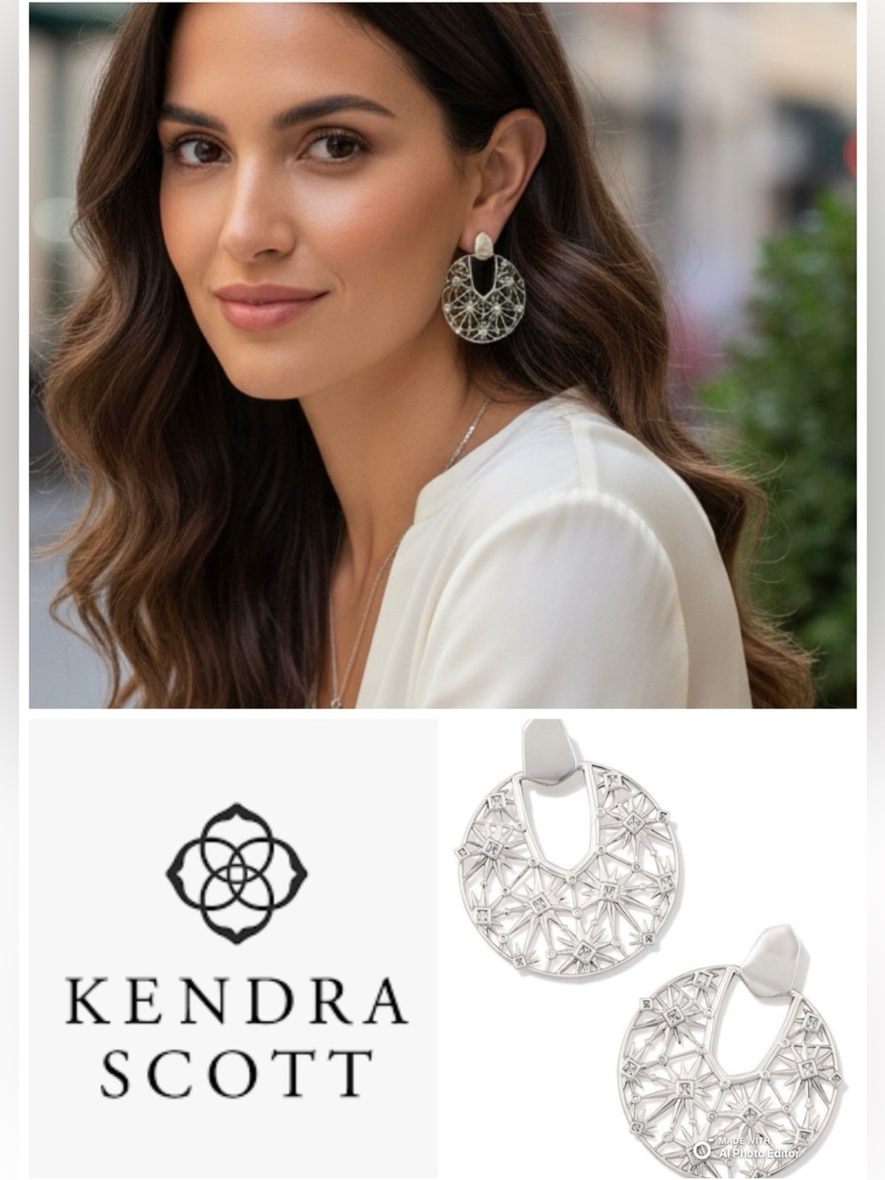 NWT!  The Retired Kendra Scott Silver Nova Statement Earrings